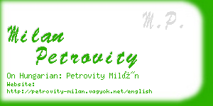 milan petrovity business card